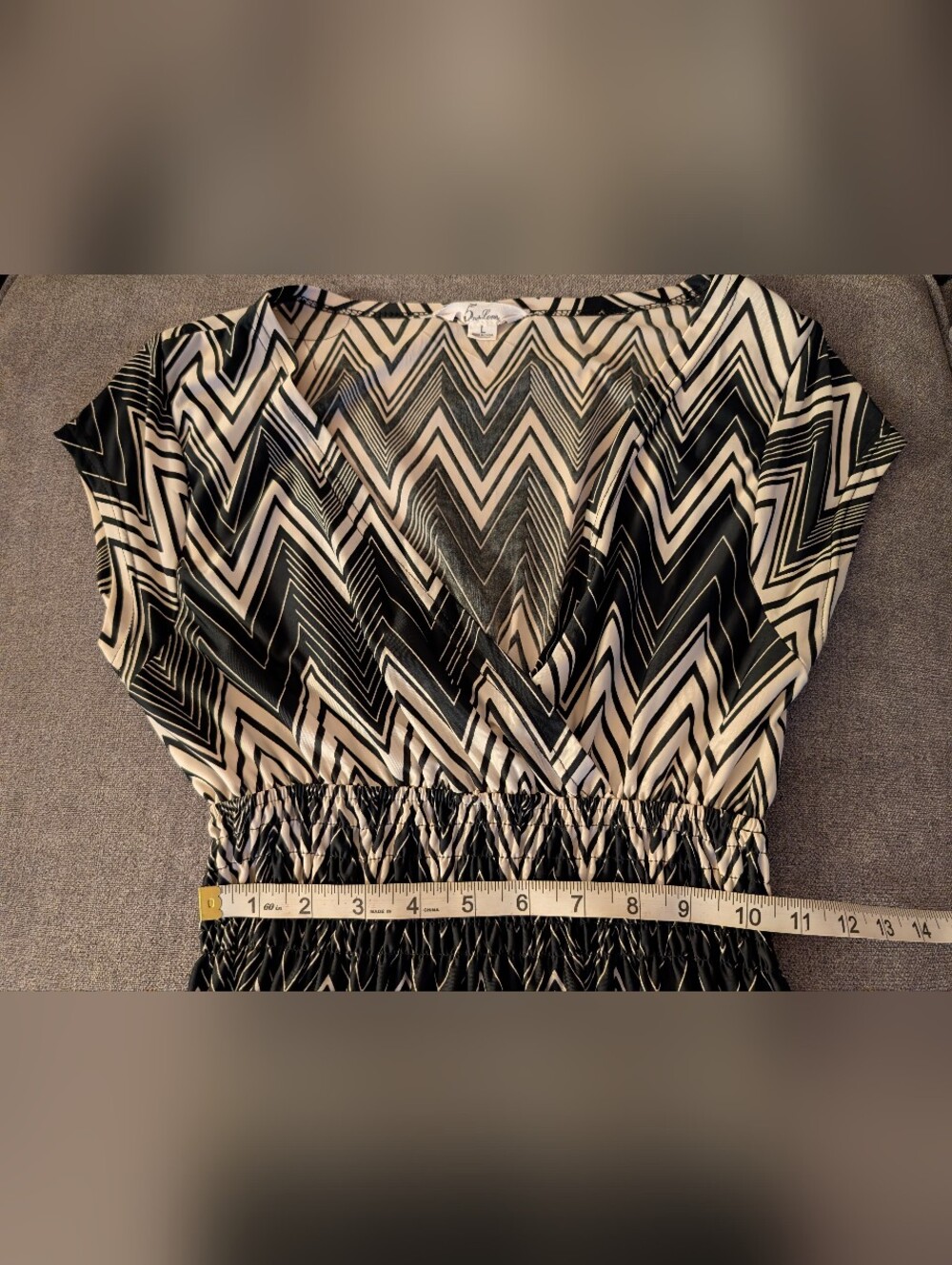 5th Love Black and Cream Chevron Shirred-Waist Maxi Dress - Picture 8 of 8
